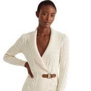 Lauren Ralph Lauren Cable-Knit Buckle-Trim Sweater Dress